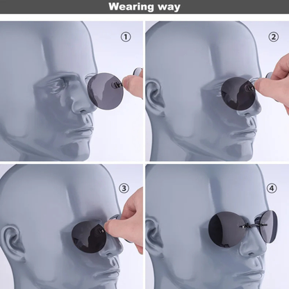 Retro Round Rimless Sunglasses | Armless Nose Clip Design