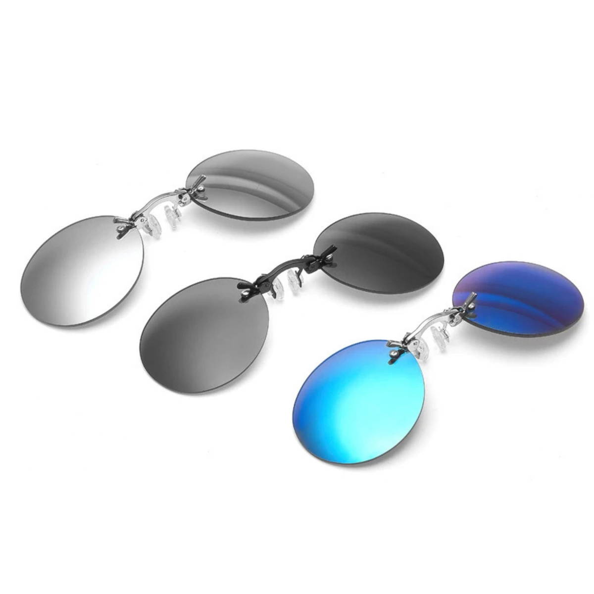 Retro Round Rimless Sunglasses | Armless Nose Clip Design